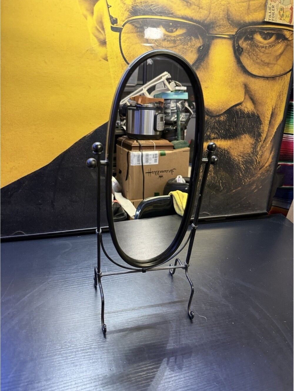 Hobby Lobby Black Oval Tabletop Vanity Mirror Adjustable Swivel 18in